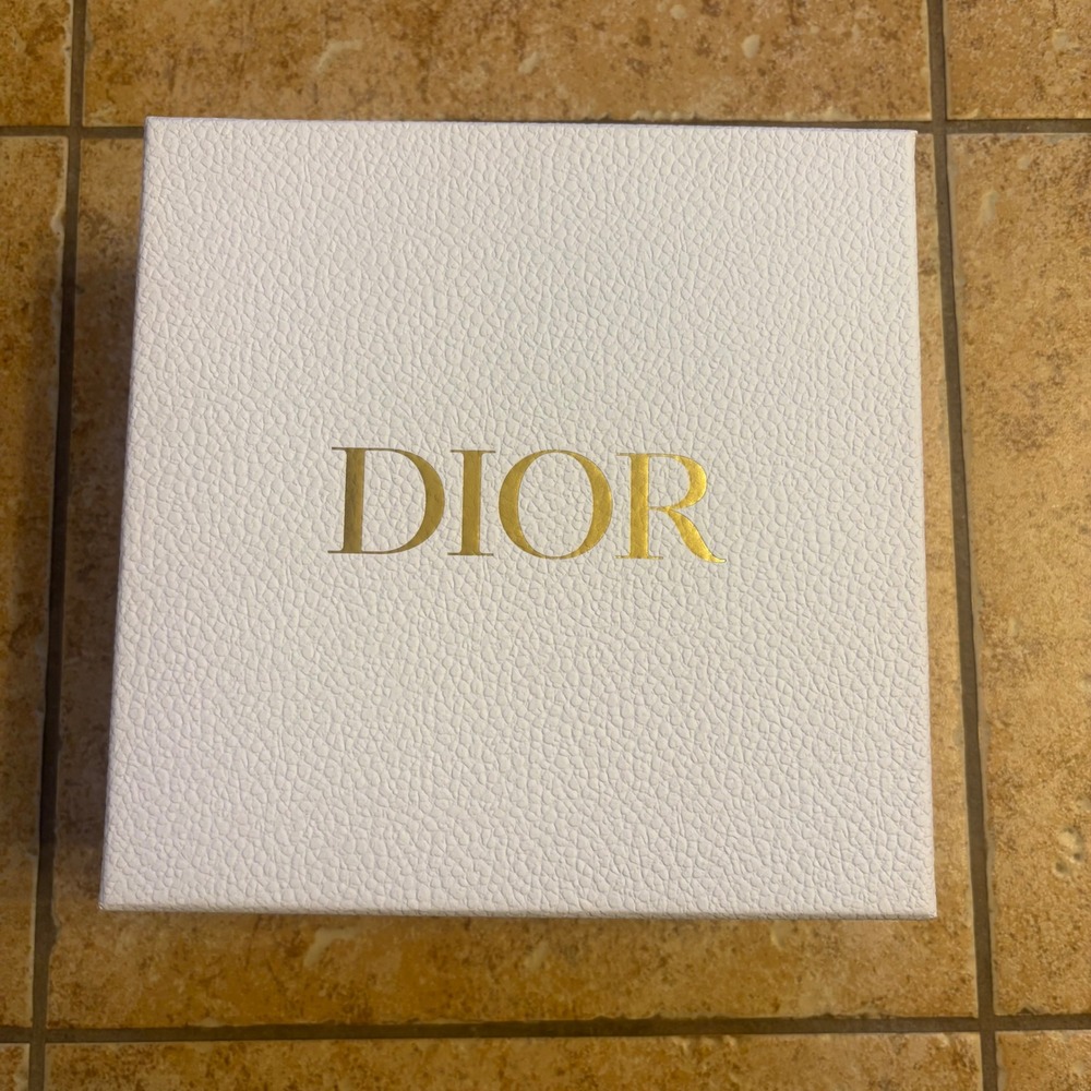 Dior White Textured Gift Box Luxury‎ Metallic Gold Logo - Empty
